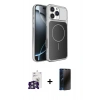 MARSİLYAN™- iPhone 16 Pro Max Kılıf Kutup Doku Serisi - Siyah 3D Antistatik Hayalet Cam Ekran Koruyucu + Bilvis Titan Kamera Lens - GS