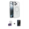 MARSİLYAN™- iPhone 16 Pro Max Kılıf Kutup Doku Serisi - Siyah 3D Antistatik Hayalet Cam Ekran Koruyucu + Bilvis Titan Kamera Lens - SH