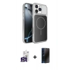 MARSİLYAN™- iPhone 16 Pro Max Kılıf Kutup Doku Serisi - Siyah 3D Antistatik Hayalet Cam Ekran Koruyucu + Bilvis Titan Kamera Lens - TMGI