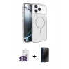 MARSİLYAN™- iPhone 16 Pro Max Kılıf Kutup Doku Serisi - Siyah 3D Antistatik Hayalet Cam Ekran Koruyucu + Bilvis Titan Kamera Lens - GS