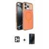 MARSİLYAN™- iPhone 16 Pro Max Kılıf Kutup Doku Serisi - Siyah 3D Antistatik Hayalet Cam Ekran Koruyucu + PVD Metal Kamera Lens - GS