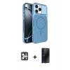 MARSİLYAN™- iPhone 16 Pro Max Kılıf Kutup Doku Serisi - Siyah 3D Antistatik Hayalet Cam Ekran Koruyucu + PVD Metal Kamera Lens - GS