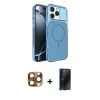 MARSİLYAN™- iPhone 16 Pro Max Kılıf Kutup Doku Serisi - Siyah 3D Antistatik Hayalet Cam Ekran Koruyucu + Pers Alüminyum Kamera Lens - CLTM
