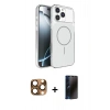 MARSİLYAN™- iPhone 16 Pro Max Kılıf Kutup Doku Serisi - Siyah 3D Antistatik Hayalet Cam Ekran Koruyucu + Pers Alüminyum Kamera Lens - CLTM