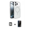 MARSİLYAN™- iPhone 16 Pro Max Kılıf Kutup Doku Serisi - Siyah 3D Antistatik Hayalet Cam Ekran Koruyucu + PVD Metal Kamera Lens - GS