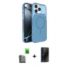 MARSİLYAN™- iPhone 16 Pro Max Kılıf Kutup Doku Serisi - Siyah 3D Antistatik Hayalet Cam Ekran Koruyucu + Raze Metal Kamera Lens - SH