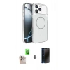 MARSİLYAN™- iPhone 16 Pro Max Kılıf Kutup Doku Serisi - Siyah 3D Antistatik Hayalet Cam Ekran Koruyucu + Raze Metal Kamera Lens - NLGY