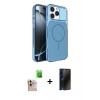 MARSİLYAN™- iPhone 16 Pro Max Kılıf Kutup Doku Serisi - Siyah 3D Antistatik Hayalet Cam Ekran Koruyucu + Raze Metal Kamera Lens - NLGY