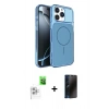 MARSİLYAN™- iPhone 16 Pro Max Kılıf Kutup Doku Serisi - Siyah 3D Antistatik Hayalet Cam Ekran Koruyucu + Raze Metal Kamera Lens - BZ