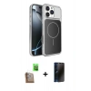 MARSİLYAN™- iPhone 16 Pro Max Kılıf Kutup Doku Serisi - Siyah 3D Antistatik Hayalet Cam Ekran Koruyucu + Raze Metal Kamera Lens - CLTM