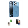 MARSİLYAN™- iPhone 16 Pro Max Kılıf Kutup Doku Serisi - Siyah 3D Antistatik Mat Seramik Nano Ekran Koruyucu + Natural Grey Raze Metal Kamera Lens