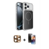 MARSİLYAN™- iPhone 16 Pro Max Kılıf Kutup Doku Serisi - Siyah 3D Antistatik Mat Seramik Nano Ekran Koruyucu + Pers Alüminyum Kamera Lens - CLTM