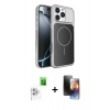 MARSİLYAN™- iPhone 16 Pro Max Kılıf Kutup Doku Serisi - Siyah 3D Antistatik Mat Seramik Nano Ekran Koruyucu + Beyaz Raze Metal Kamera Lens