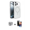MARSİLYAN™- iPhone 16 Pro Max Kılıf Kutup Doku Serisi - Siyah 3D Antistatik Mat Seramik Nano Ekran Koruyucu + Pers Alüminyum Kamera Lens - GI