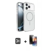 MARSİLYAN™- iPhone 16 Pro Max Kılıf Kutup Doku Serisi - Siyah 3D Antistatik Mat Seramik Nano Ekran Koruyucu + Siyah PVD Metal Kamera Lens
