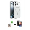 MARSİLYAN™- iPhone 16 Pro Max Kılıf Kutup Doku Serisi - Siyah 3D Antistatik Mat Seramik Nano Ekran Koruyucu + Natural Grey Raze Metal Kamera Lens