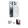 MARSİLYAN™- iPhone 16 Pro Max Kılıf Kutup Doku Serisi - Siyah 3D Antistatik Mat Seramik Nano Ekran Koruyucu + Gümüş Pers Alüminyum Kamera Lens