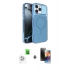 MARSİLYAN™- iPhone 16 Pro Max Kılıf Kutup Doku Serisi - Siyah 3D Antistatik Mat Seramik Nano Ekran Koruyucu + Beyaz Raze Metal Kamera Lens