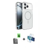 MARSİLYAN™- iPhone 16 Pro Max Kılıf Kutup Doku Serisi - Siyah 3D Antistatik Seramik Nano Ekran Koruyucu + Siyah Raze Metal Kamera Lens