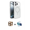 MARSİLYAN™- iPhone 16 Pro Max Kılıf Kutup Doku Serisi - Siyah 3D Antistatik Seramik Nano Ekran Koruyucu + Pers Alüminyum Kamera Lens - CLTM
