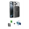 MARSİLYAN™- iPhone 16 Pro Max Kılıf Kutup Doku Serisi - Siyah 3D Antistatik Seramik Nano Ekran Koruyucu + Siyah Raze Metal Kamera Lens
