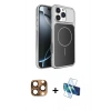 MARSİLYAN™- iPhone 16 Pro Max Kılıf Kutup Doku Serisi - Siyah 3D Antistatik Seramik Nano Ekran Koruyucu + Pers Alüminyum Kamera Lens - CLTM