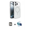 MARSİLYAN™- iPhone 16 Pro Max Kılıf Kutup Doku Serisi - Siyah 3D Antistatik Seramik Nano Ekran Koruyucu + PVD Metal Kamera Lens - GD