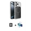 MARSİLYAN™- iPhone 16 Pro Max Kılıf Kutup Doku Serisi - Siyah 3D Antistatik Seramik Nano Ekran Koruyucu + Siyah PVD Metal Kamera Lens