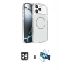 MARSİLYAN™- iPhone 16 Pro Max Kılıf Kutup Doku Serisi - Siyah 3D Antistatik Seramik Nano Ekran Koruyucu + Siyah PVD Metal Kamera Lens