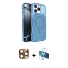MARSİLYAN™- iPhone 16 Pro Max Kılıf Kutup Doku Serisi - Siyah 3D Antistatik Seramik Nano Ekran Koruyucu + Pers Alüminyum Kamera Lens - CLTM