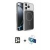 MARSİLYAN™- iPhone 16 Pro Max Kılıf Kutup Doku Serisi - Siyah 3D Antistatik Seramik Nano Ekran Koruyucu + PVD Metal Kamera Lens - GD
