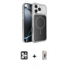 MARSİLYAN™- iPhone 16 Pro Max Kılıf Kutup Doku Serisi - Siyah Bilvis 3D Cam Ekran Koruyucu + PVD Metal Kamera Lens - GS