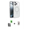 MARSİLYAN™- iPhone 16 Pro Max Kılıf Kutup Doku Serisi - Siyah Bilvis 3D Cam Ekran Koruyucu + Siyah Raze Metal Kamera Lens