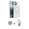 MARSİLYAN™- iPhone 16 Pro Max Kılıf Kutup Doku Serisi - Siyah Bilvis 3X AR Hayalet Cam Ekran Koruyucu + Pers Alüminyum Kamera Lens - GI