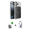 MARSİLYAN™- iPhone 16 Pro Max Kılıf Kutup Doku Serisi - Siyah Bilvis 3X AR Hayalet Cam Ekran Koruyucu + Raze Metal Kamera Lens - SH