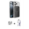 MARSİLYAN™- iPhone 16 Pro Max Kılıf Kutup Doku Serisi - Siyah Bilvis 3X AR HD Cam Ekran Koruyucu + Pers Alüminyum Kamera Lens - GS