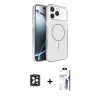 MARSİLYAN™- iPhone 16 Pro Max Kılıf Kutup Doku Serisi - Siyah Bilvis 3X AR HD Cam Ekran Koruyucu + PVD Metal Kamera Lens - SH