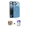 MARSİLYAN™- iPhone 16 Pro Max Kılıf Kutup Doku Serisi - Siyah Bilvis 5in1 3D Magic Cam Ekran Koruyucu + Pers Alüminyum Kamera Lens - CLTM