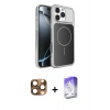 MARSİLYAN™- iPhone 16 Pro Max Kılıf Kutup Doku Serisi - Siyah Bilvis 5in1 3D Magic Cam Ekran Koruyucu + Pers Alüminyum Kamera Lens - CLTM