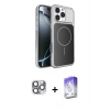 MARSİLYAN™- iPhone 16 Pro Max Kılıf Kutup Doku Serisi - Siyah Bilvis 5in1 3D Magic Cam Ekran Koruyucu + Pers Alüminyum Kamera Lens - GI