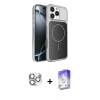 MARSİLYAN™- iPhone 16 Pro Max Kılıf Kutup Doku Serisi - Siyah Bilvis 5in1 3D Magic Cam Ekran Koruyucu + Pers Alüminyum Kamera Lens - GS