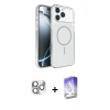 MARSİLYAN™- iPhone 16 Pro Max Kılıf Kutup Doku Serisi - Siyah Bilvis 5in1 3D Magic Cam Ekran Koruyucu + Pers Alüminyum Kamera Lens - GS