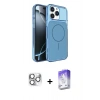 MARSİLYAN™- iPhone 16 Pro Max Kılıf Kutup Doku Serisi - Siyah Bilvis 5in1 3D Magic Cam Ekran Koruyucu + Pers Alüminyum Kamera Lens - GS