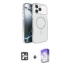 MARSİLYAN™- iPhone 16 Pro Max Kılıf Kutup Doku Serisi - Siyah Bilvis 5in1 3D Magic Cam Ekran Koruyucu + PVD Metal Kamera Lens - GS