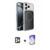 MARSİLYAN™- iPhone 16 Pro Max Kılıf Kutup Doku Serisi - Siyah Bilvis 5in1 3D Magic Cam Ekran Koruyucu + PVD Metal Kamera Lens - GD