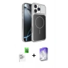 MARSİLYAN™- iPhone 16 Pro Max Kılıf Kutup Doku Serisi - Siyah Bilvis 5in1 3D Magic Cam Ekran Koruyucu + Raze Metal Kamera Lens - BZ