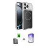 MARSİLYAN™- iPhone 16 Pro Max Kılıf Kutup Doku Serisi - Siyah Bilvis 5in1 3D Magic Cam Ekran Koruyucu + Raze Metal Kamera Lens - SH