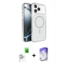 MARSİLYAN™- iPhone 16 Pro Max Kılıf Kutup Doku Serisi - Siyah Bilvis 5in1 3D Magic Cam Ekran Koruyucu + Raze Metal Kamera Lens - BZ