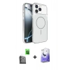 MARSİLYAN™- iPhone 16 Pro Max Kılıf Kutup Doku Serisi - Siyah Bilvis 5in1 5D Magic Hayalet Cam Ekran Koruyucu + Raze Metal Kamera Lens - SH