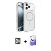 MARSİLYAN™- iPhone 16 Pro Max Kılıf Kutup Doku Serisi - Siyah Bilvis 5in1 5D Magic Hayalet Cam Ekran Koruyucu + PVD Metal Kamera Lens - GS